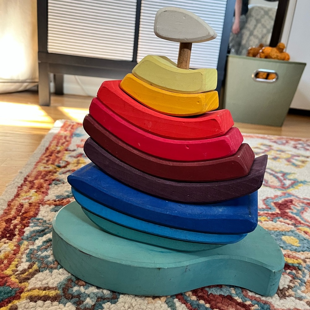 Grimm’s Wooden Boat Blocks Stacking Tower Toy